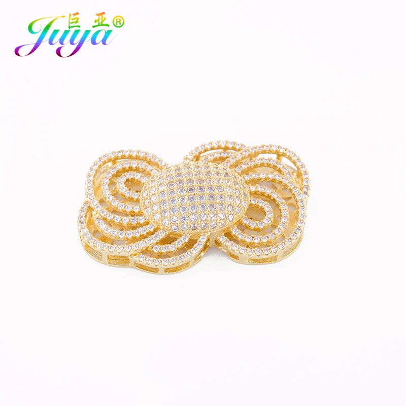 Micro Pave Zircon Hollow Flower Connectors Accessories For Women Pearls Necklace Bracelets DIY Making