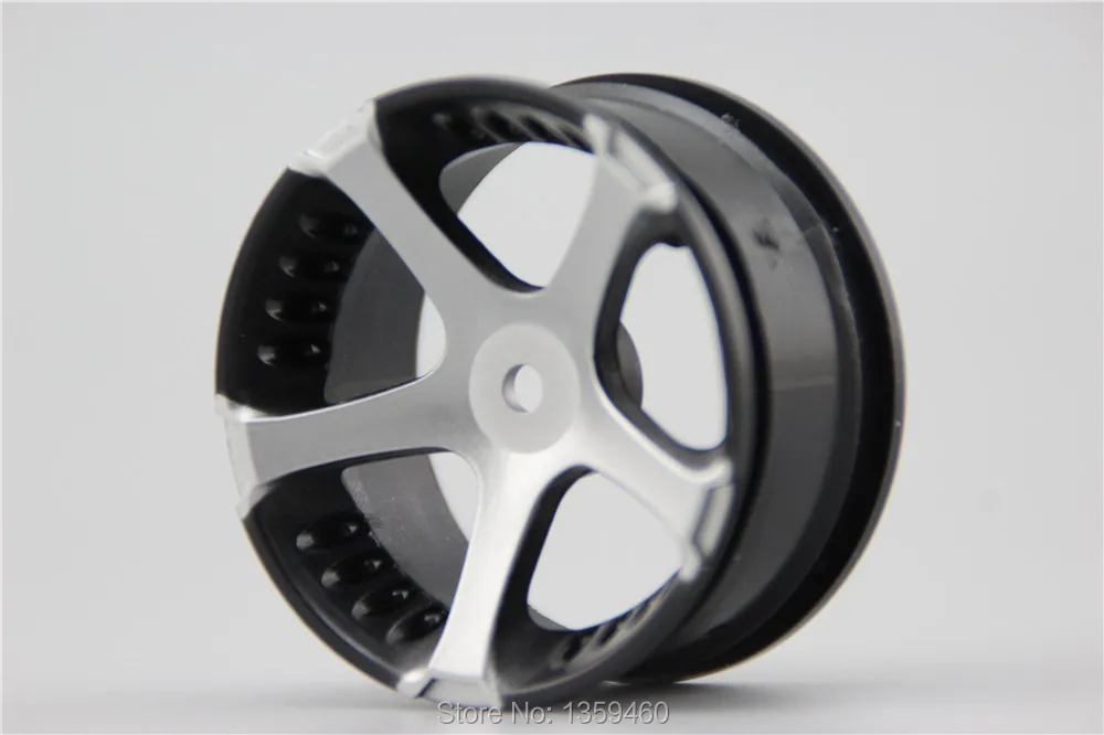 4 pz 1/10 Touring & Drift Wheel Rim W5S5S (Pittura Argento) 3mm offset misura per 1:10 Touring & Drift Car 1/10 Rim 10709