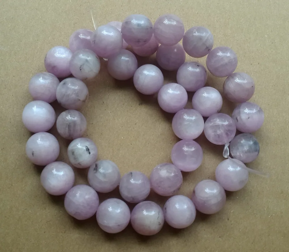 

Semi Precious Stone Beads Natural Kunzite 10mm Round Gem Stone Jewelry Beads DIY Jewelry.1string of 15.5"