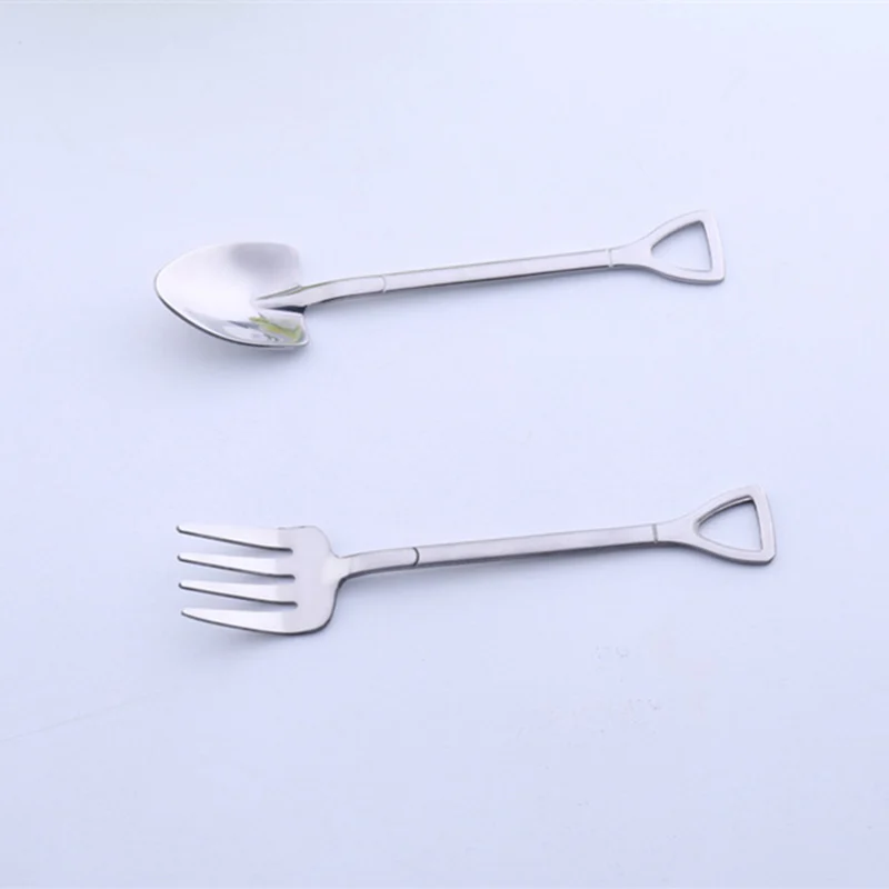 Stainless Steel Shovel Spoon Salad Dessert Food Eating Spoon Tableware Cutlery Creative Couple Valentine Gift F20173851