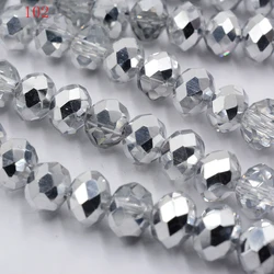 FLTMRH     Wholesale Faceted silver color Glass Crystal Rondelle Spacer Beads  6mm Pick Siz Free Shipping