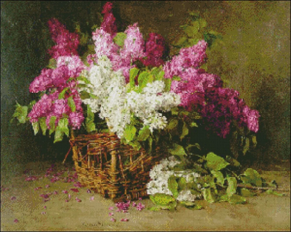 Needlework for embroidery DIY DMC color High Quality - Counted Cross Stitch Kits 14 ct Oil painting - Lilacs in a basket