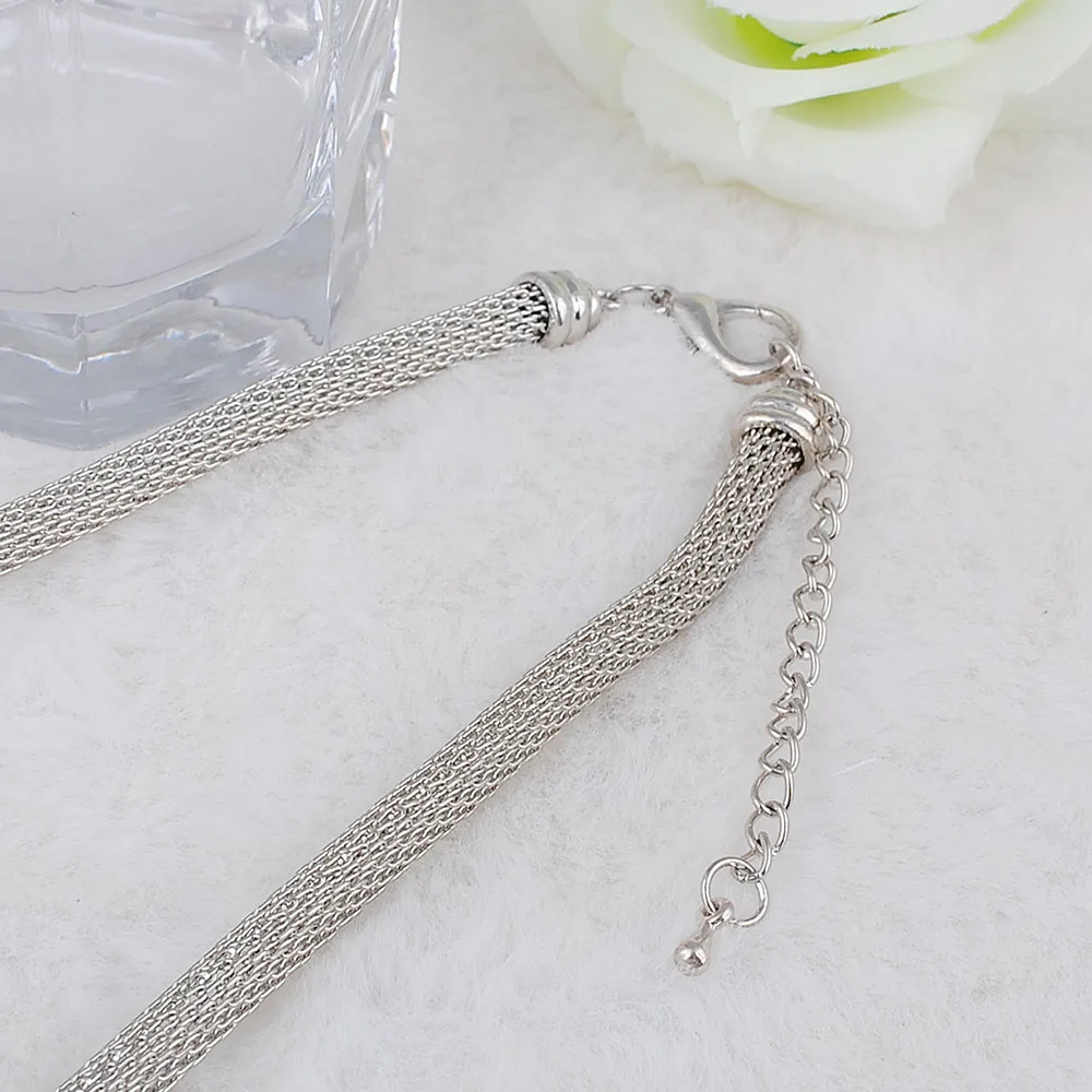 Fashion Net Chain Necklace50 mmX6 mm  White K Plated Round Shape Unisex Metal Trendy Necklace Sticks Jewelry