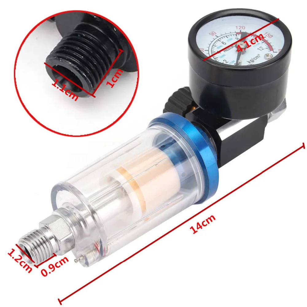 Di alta Qualità 1/4 "A Spruzzo Pneumatica Pistola Ad Aria Gauge + In-line olio Separatore D'acqua Filtro A Spruzzo Pneumatico pistola Accessori