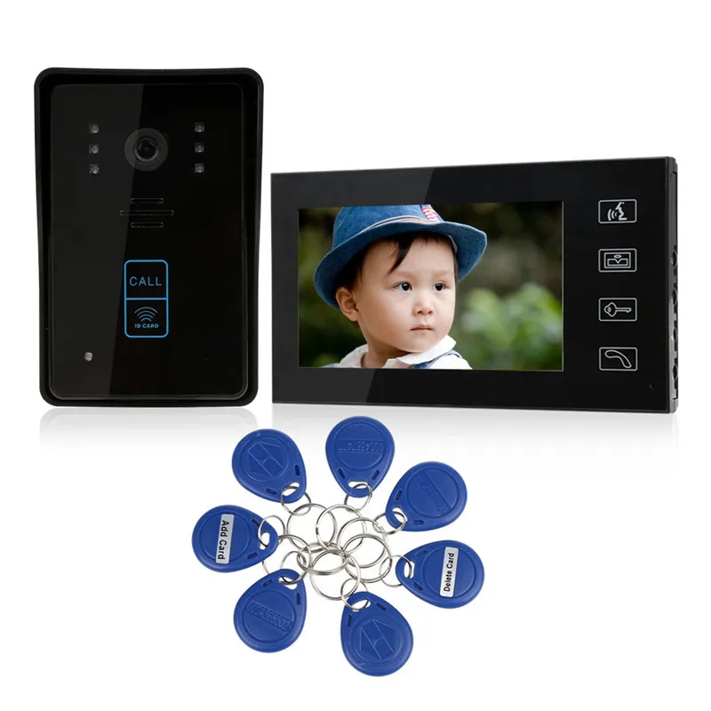 

Wired 7" LCD RFID Keyfob Home Video Doorbell Intercom Door Phone IR Camera 1V1 Intercom system