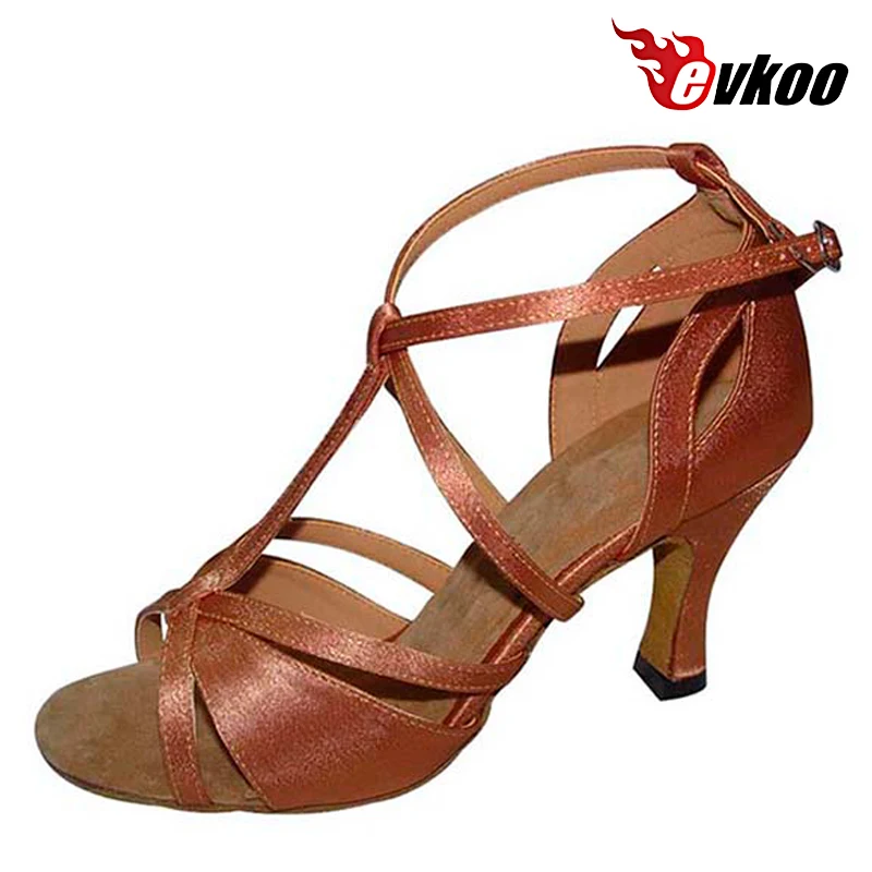 Evkoodance Latin Salsa Heel DIY Dance Shoes For Ladies Six Different Color Can For Choose Satin Or Pu Material Shoes Evkoo-221