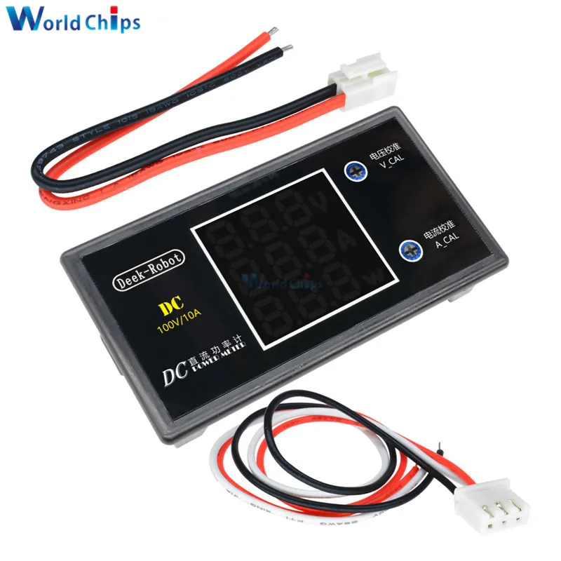 DC 0-100V 10A 1000W LCD Digital Voltmeter Ammeter Wattmeter Voltage Current Power Meter Volt Detector Tester Monitor 12V 24V 36V