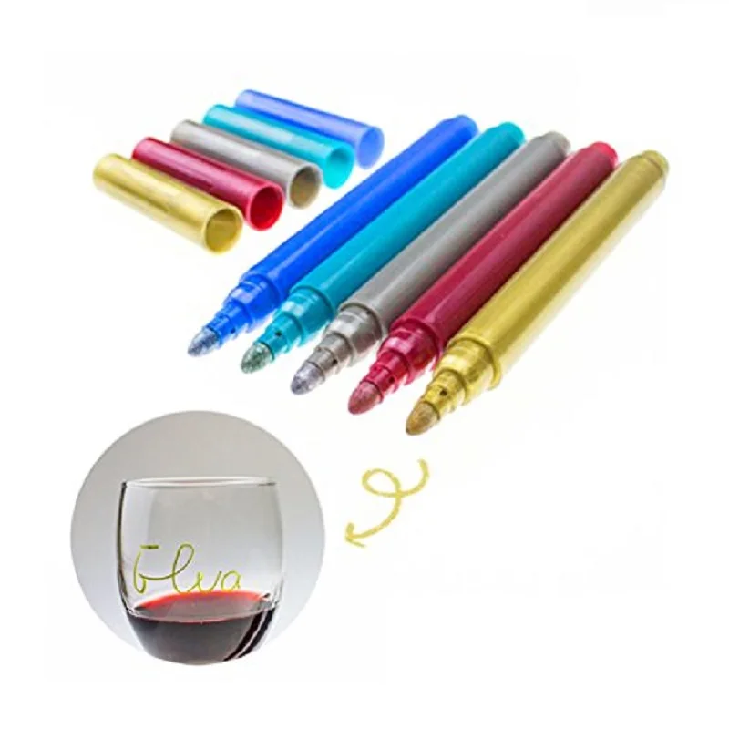 Wedding & Event Vino Marker Metallic Wine Glass Pens DIY Your Cup or Mark Your Wine 2pcs