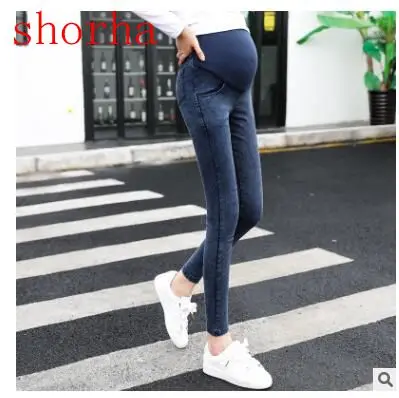 Black Waist Hole Stretch Denim Maternity Belly Jeans summer Spring Pants Clothes for Pregnant Women Pregnancy Pencil Trousers