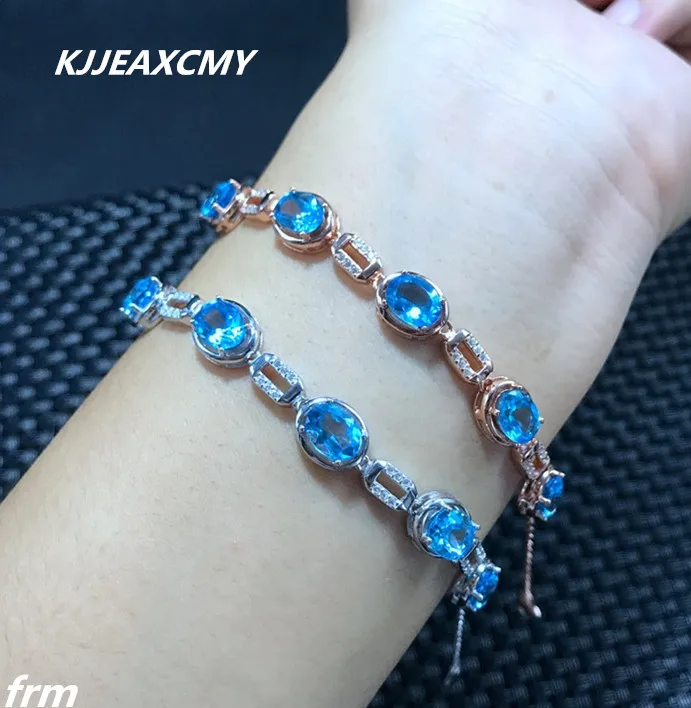 

KJJEAXCMY Fine jewelry Real photographs of 925 sterling silver inlaid natural Topaz Stone Bracelet single 1.5 carat beautiful c