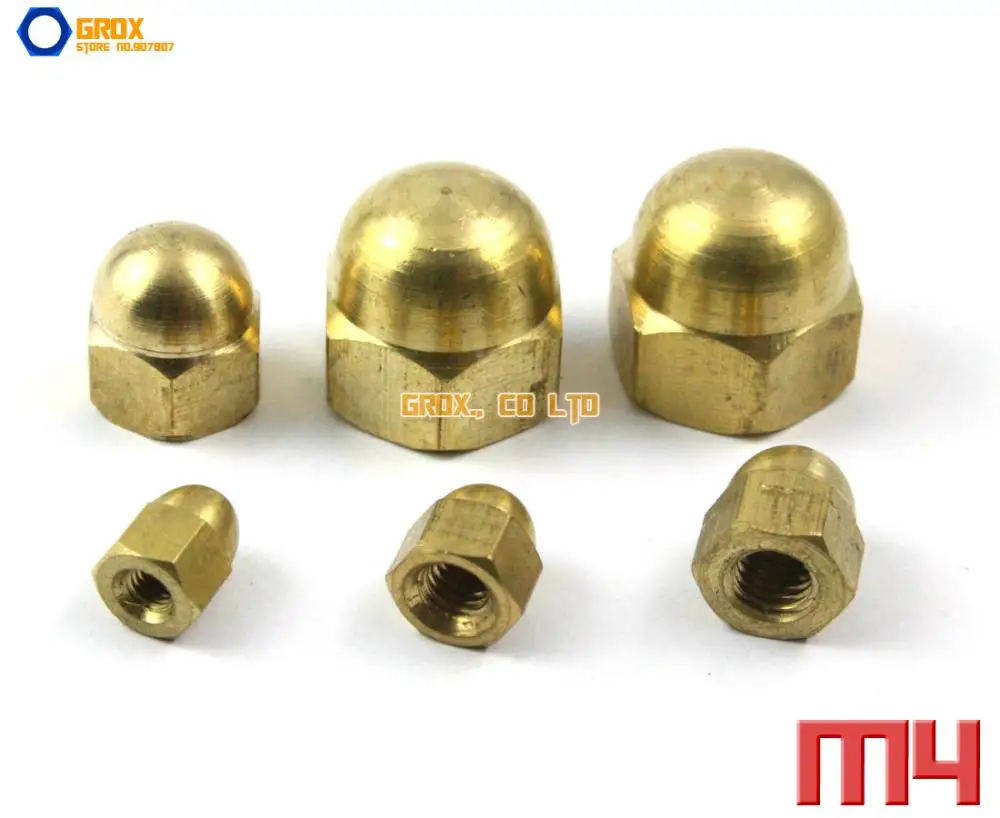 50 Pieces M4 Brass Cap Acorn Hex Nut DIN1587