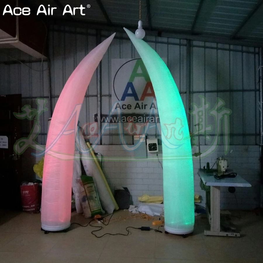 Standing LED Decoration Inflatable Lighting Tusk with Base for Wedding or Music Party