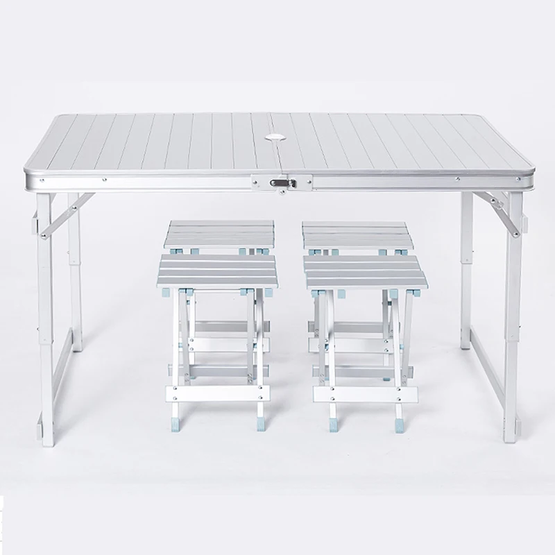 Outdoor Leisure Aluminum Folding Table And Chairs Simple Picnic Table Stall Camping Activity Portable Table