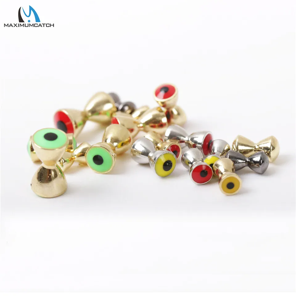 Maximumcatch 25pc 3.2/4.0/4.8/5.5/6.3mm Fly Tying Beads Brass Dumbbell With Eyes Fly Tying Material