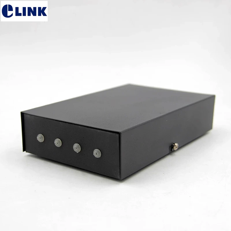 ftth box optical fibre distribution box 4 core cold rolled steel fiber terminal box for pigtail out direct black 0.6mm 5pcs