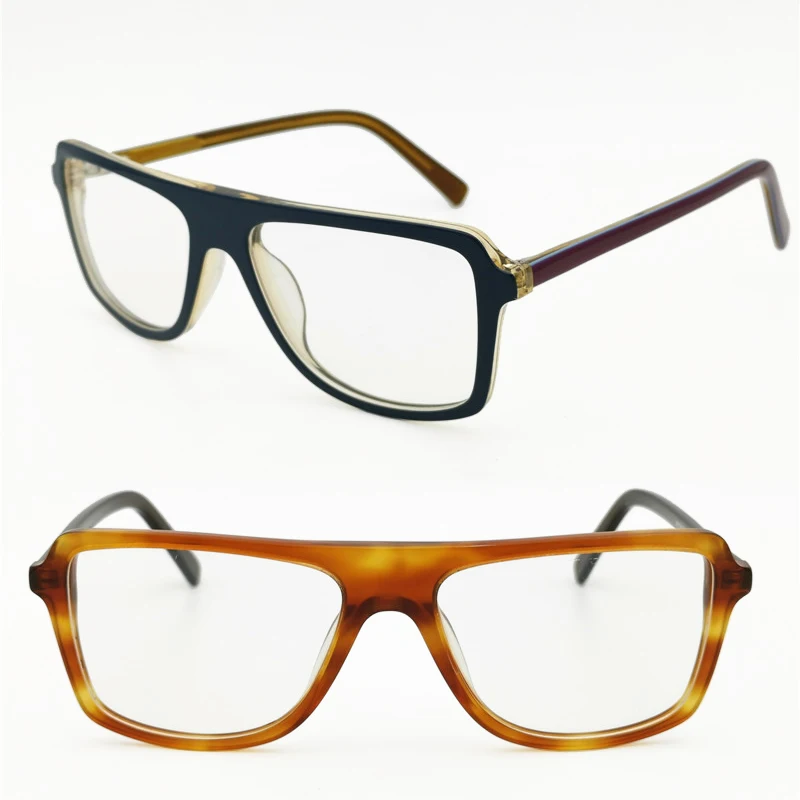 Full-rim Classic Multiple Colors Acetate Square Shape Straight Eyebow Vintage Prescription Eyeglasses with Spring Hinge 20447