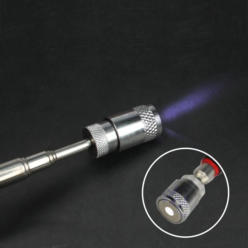 Herramienta de recogida telescópica magnética, Mini imán LED para recoger destornillador, tuercas y pernos, tornillo de Metal, herramientas manuales, 1 ud.
