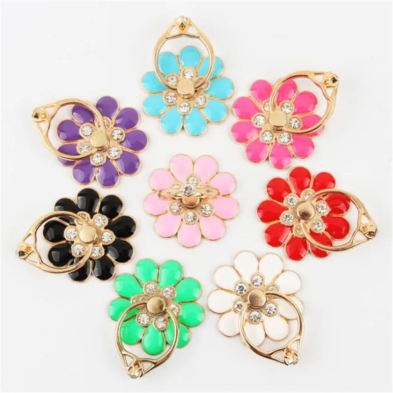 

Reusable Camellia Flower Finger Ring Smartphone Colorful Metal Stand Holder Phone Holder Stand For iPhone Huawei All Phone