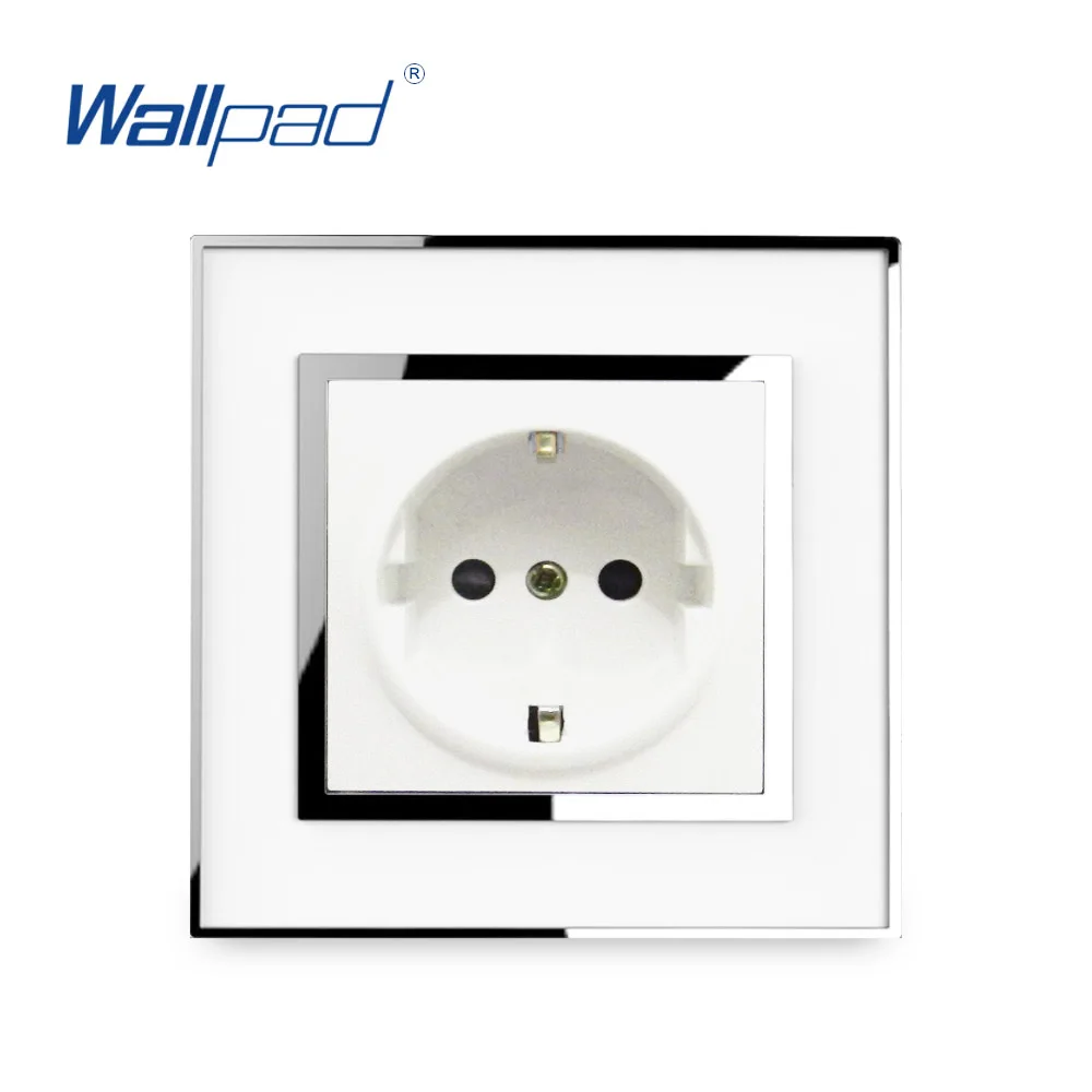 EU 2 Pin Power Socket Wallpad Acrylic Panel 16A Wall Electric Outlet Mirror EU German Standard Schuko Tomada