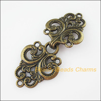 4 New Connectors Necklace Clouds Heart Flower Toggle Clasps Antiqued Bronze