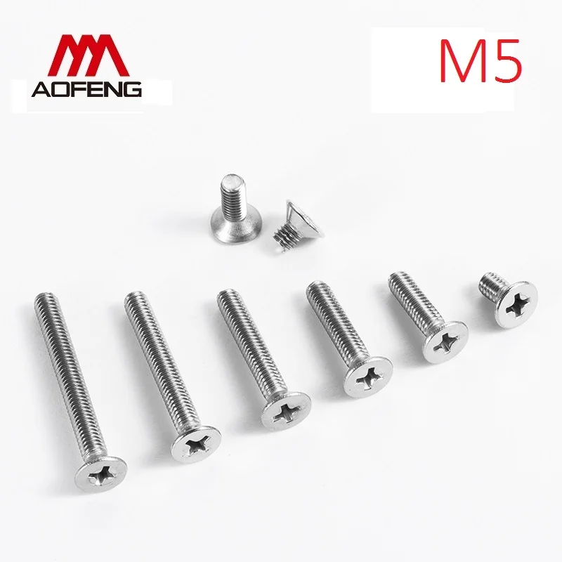 

M5 304 Stainless Steel Cross Recessed Countersunk Head Screws M5*6 8 10 30 50 80 100 160mm GB819 Phillips Flat Head Screws