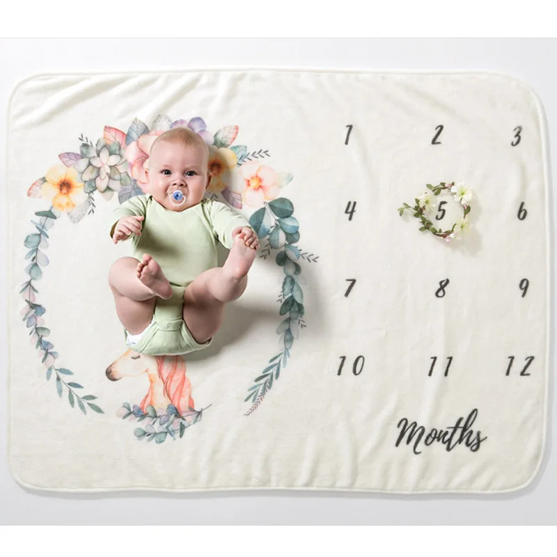 Baby Meilenstein Decken Wickel Wrap Badet ücher Blume gedruckt niedlichen weichen Decke DIY Säugling Kinder Neugeborenen Fotografie Requisiten