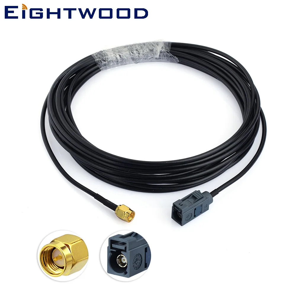 Eightwood Conversion Fakra Straight G Jack to SMA Plug RF Connector RG174 Coaxial Cable 500cm for DAB+ Car Digital Raido Aerial