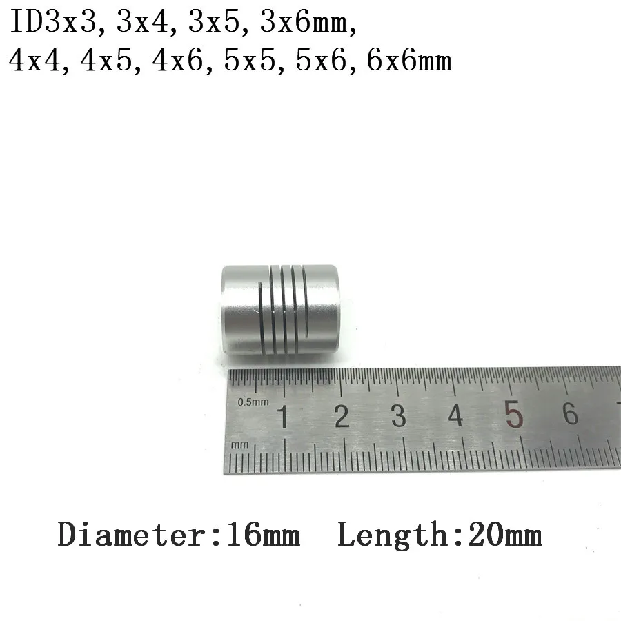 ID3-6mm D16*L20 Aluminium CNC Stepper Motor Flexible Shaft Coupling Coupler Encoders Engraving Machine