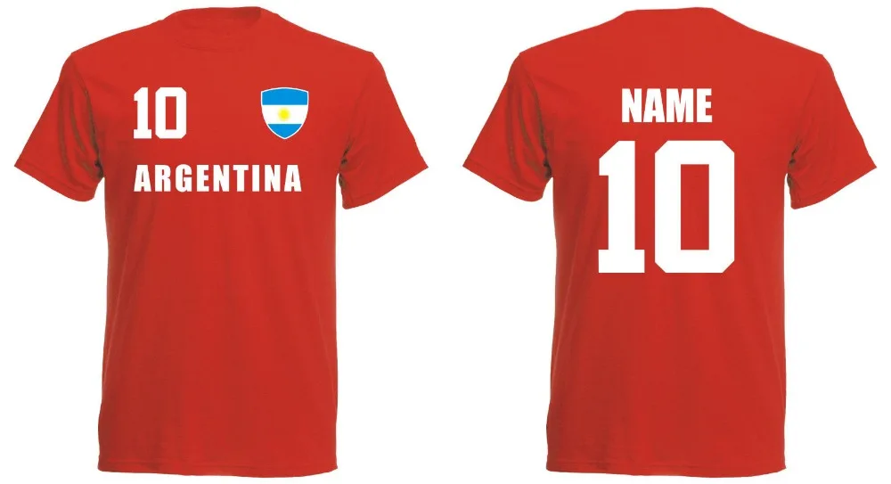 Argentinien 2019 Kinder Trikot Look Fubball + Inkl. Druck Name + Nr Fußballer Soccers 2019 Marke Männer T Shirts Design EIN Hemd