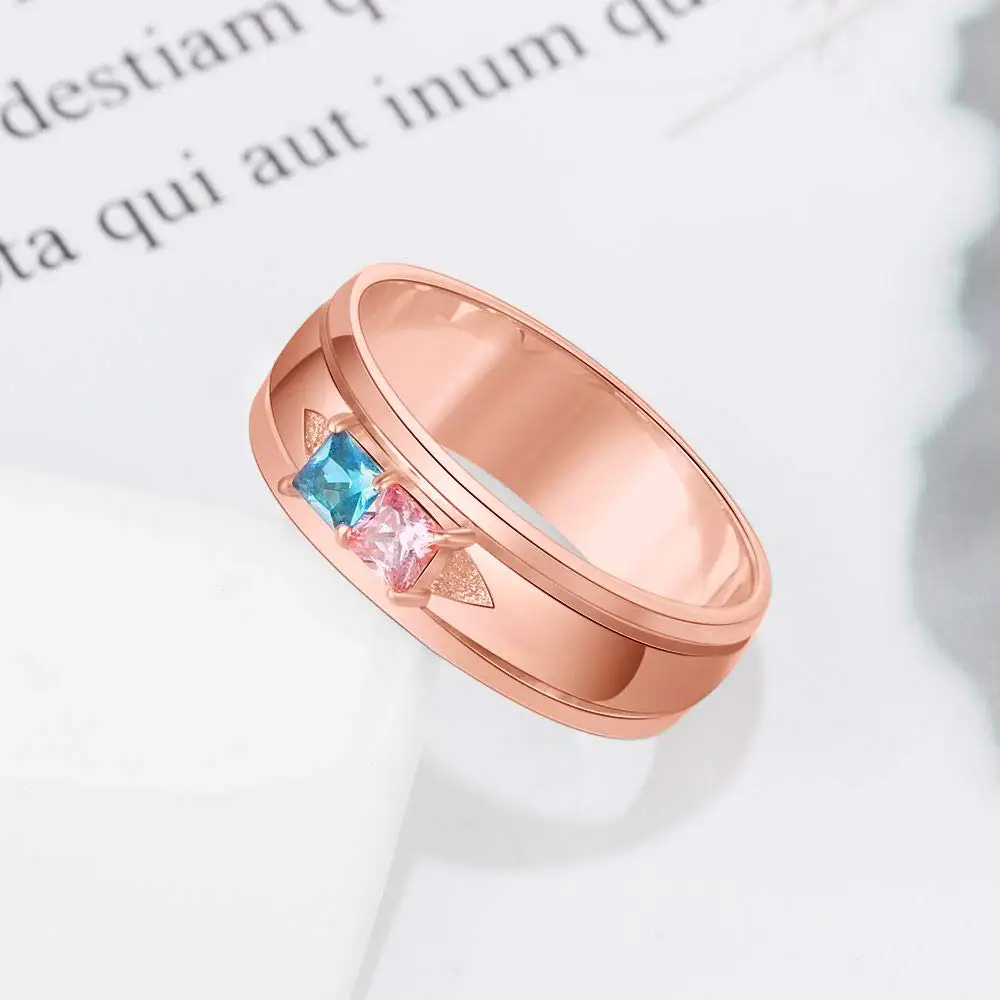 Amxiu Personalized Wedding Rings Custom Name Ring with Birthstones 925 Sterling Silver Jewelry For Women Girls Accessories Anel