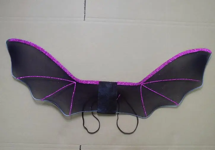 Halloween Black Bat Wings with Purple Glitter Halloween Fancy Dress Party Costume Adult children COSPLAY Wing Festive supplies