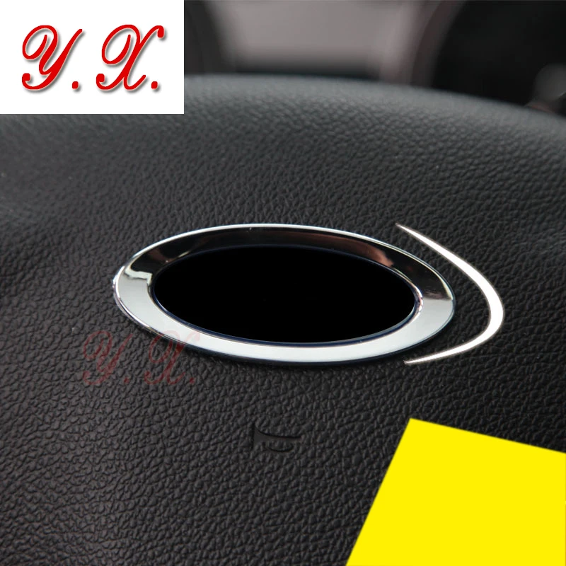 Car Styling Steering Wheel ABS Chrome Interior Decorative Trim ring cover sticker for ford focus 2 3 fiesta kuga accessories