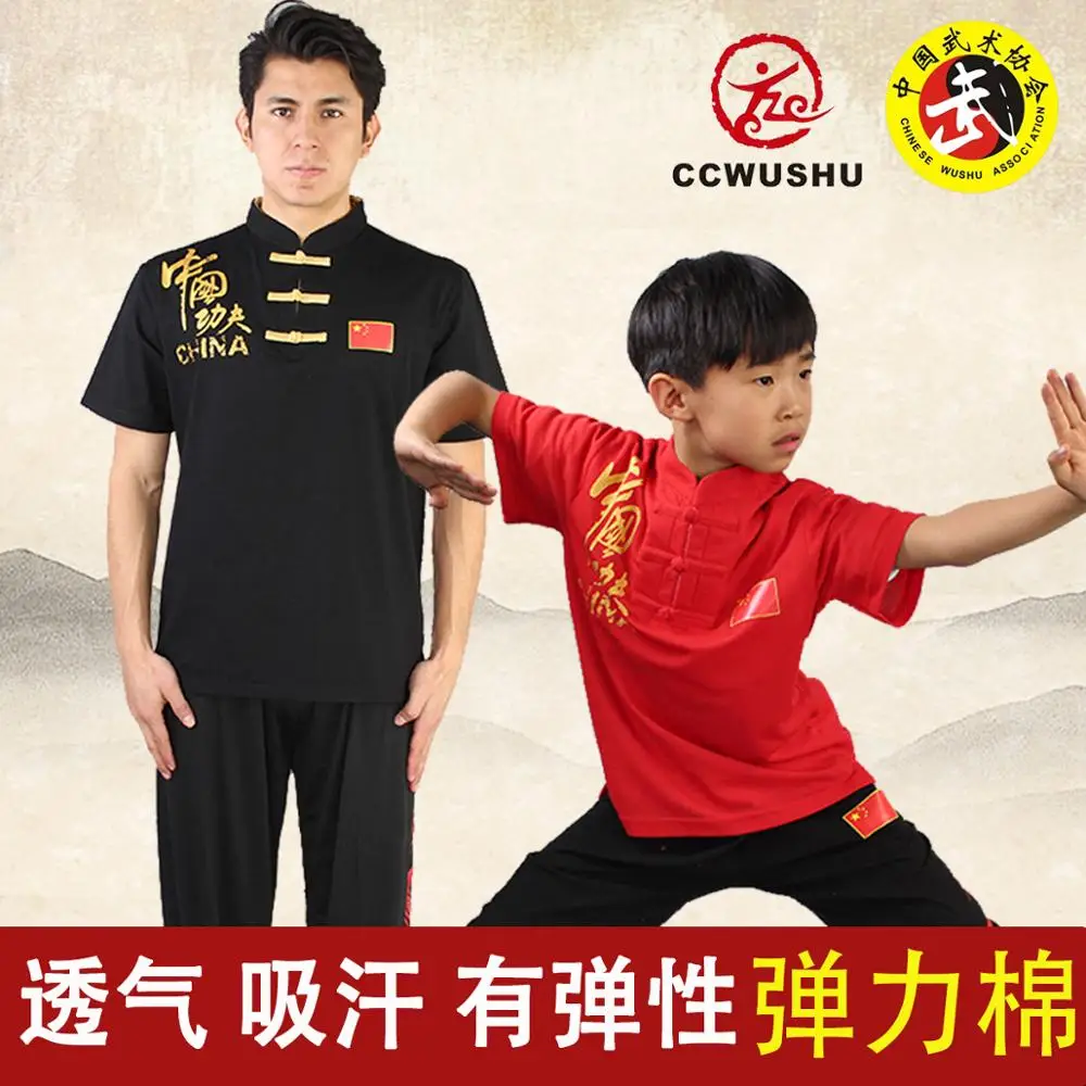Ccwushu تي شيرت ملابس الووشو موحدة الووشو تي شيرت ملابس الكونغفو الصينية الووشو تايتشي تايجي ملابس موحدة