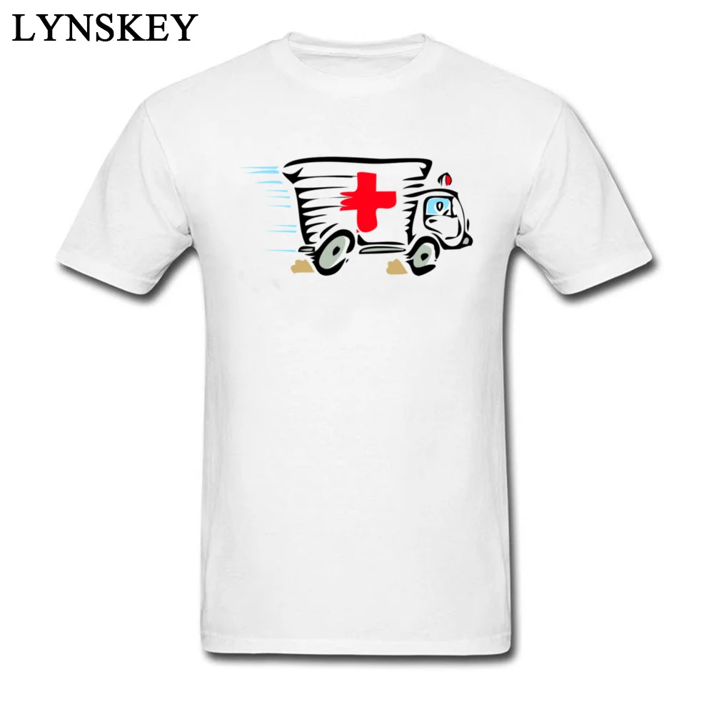 2017 Popular Ambulance Van Cartoon Art Design Men Tops Tees T-shirt 100% Cotton Funny Simple Style Clothing