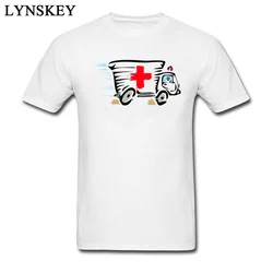 2017 Popular Ambulance Van Cartoon Art Design Men Tops Tees T-shirt 100% Cotton Funny Simple Style Clothing