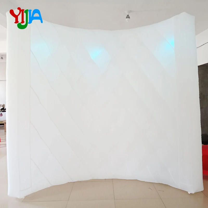 

Whole White portable Inflatable Photo booth wall backdrops with LED Bulbs lights Color changing For party