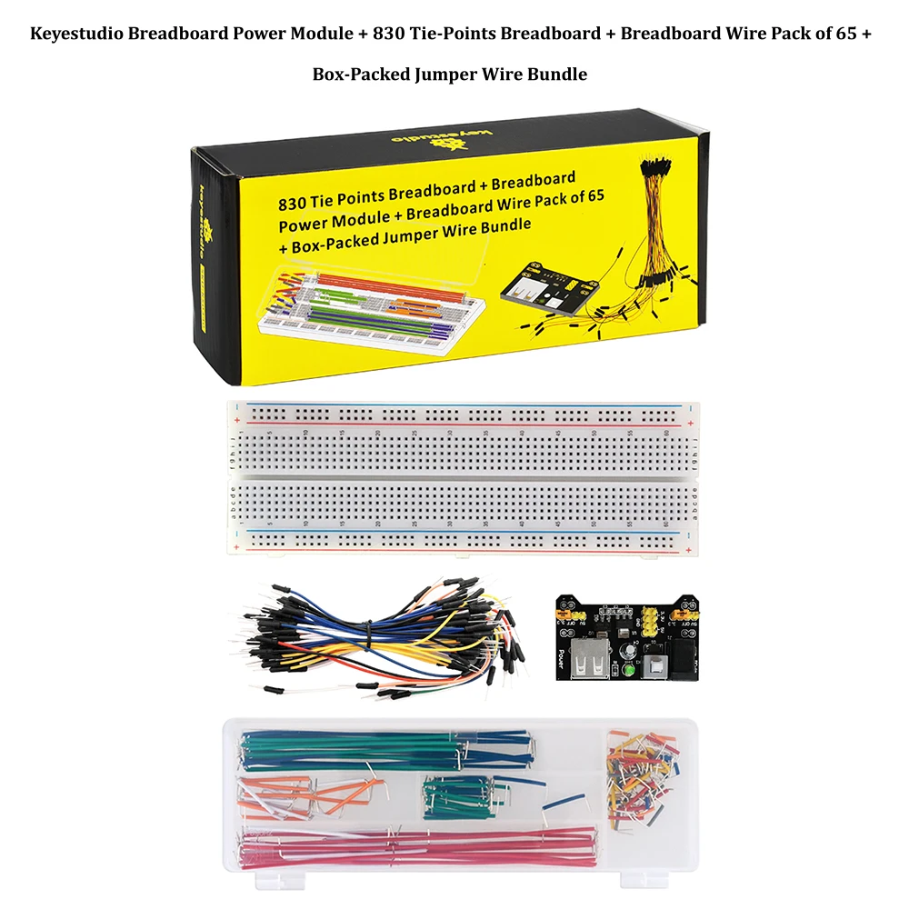 MB102 830 Holes Breadboard +65 Jumper Wires+ Power Supply Module + 140PCS Jumper Wires for Arduino DIY Starter Experiment