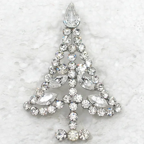 60pcs/lot Mixed Color (Can Notes Color) Wholesale Rhinestone Marquise Christmas tree Pin brooches Christmas Gift C101551