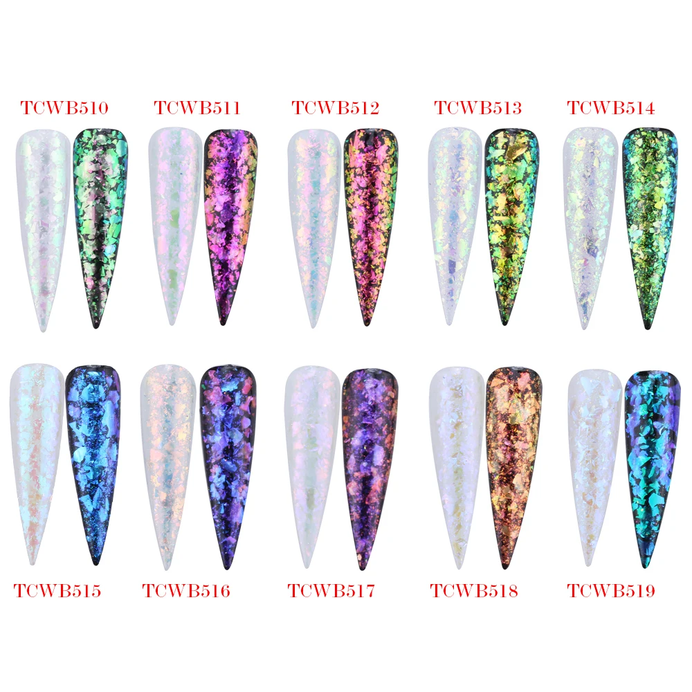 TCT-238 Unicorn White Chameleon Flakes Magic Flakes Multi Chrome Nail Powder Rainbow Flakes Nails Glitter Aurola Glitter Henna