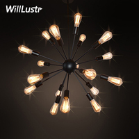 Vintage Iron Suspension Lamp Sputnik Pendant Light Hotel Bar Loft Cafe Office Mall Atomic Starburst Hanging Ceiling Chandelier