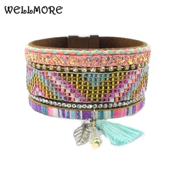 wellmore  beads bracelets ,leather bracelets Bohemian charm bracelets for women