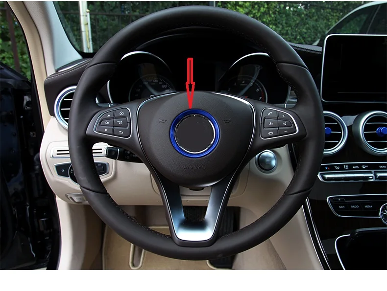 Angelguoguo Car steering wheel decorative circle modified sequins sticker for Mercedes Benz A Class B Class C Class E Class GLK