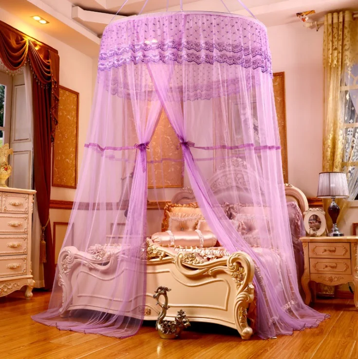 mylb Heightened Round Hoop Princess Pastoral Lace Bed Canopy Mosquito Net Fit Crib Netting Mosquito Net Bedroom Bed Home Decor