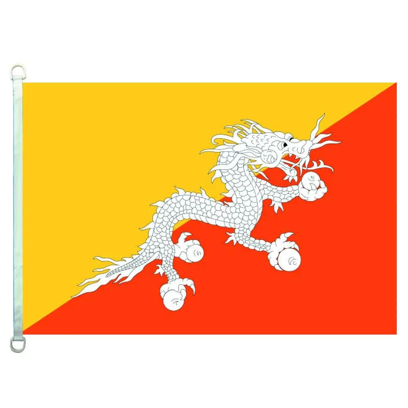 Bhutan  national flag,90*150CM size, 120g/m2 knitted polyester fabric,with two D ring