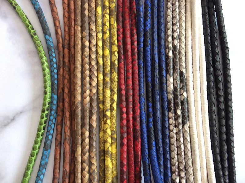 BC Fashion 5MM Glossy Red Python Skin Cords High End Luxury Genuine Leather Cord Customize High Class diy Jewelry bracelet