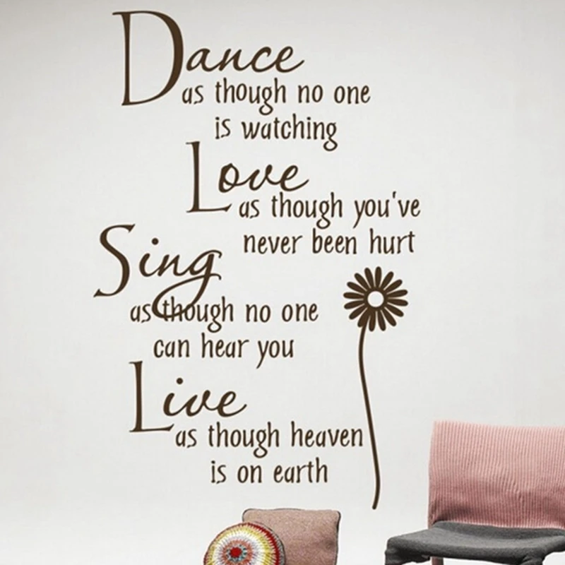 Dance as though no one is watching...vinyl Wall Decal Quote Wall Lettering Art Words Wall Sticker Home Decor Free Shipping q0121