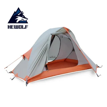1-2 인용 클래식 캠핑 텐트 더블 레이어 알루미늄 폴 텐트, 태풍 방지 사계절 알파인 코팅 실리콘 코팅 텐트