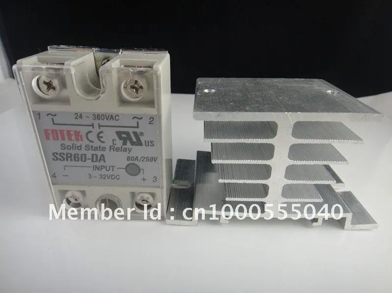 Solid State Relay SSR-60 DA 60A 24-380VAC + Heat Sink