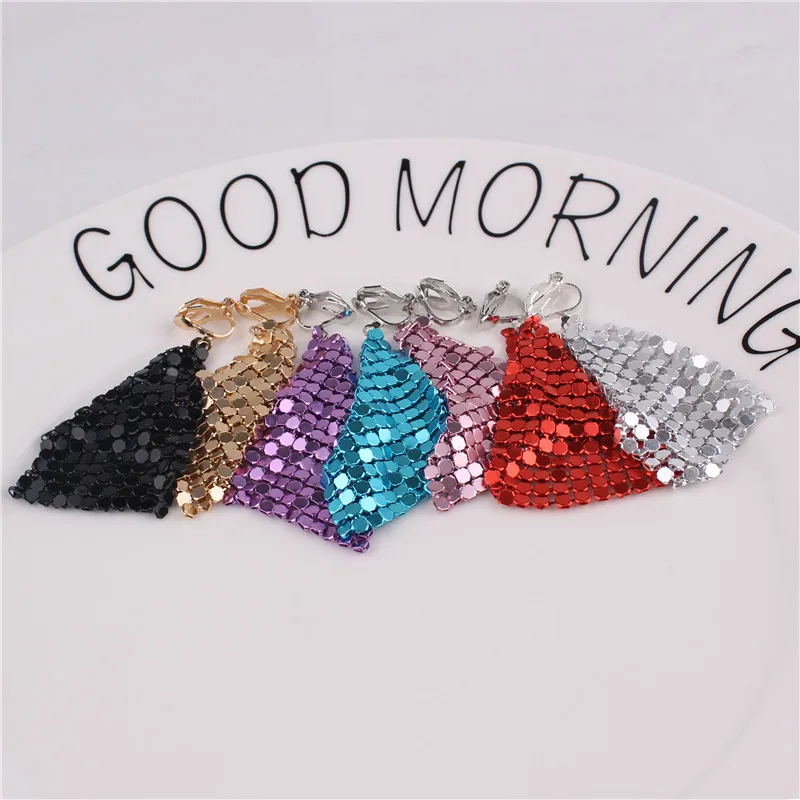 New Arrival Small Round Piece painting Square Shape Clip on Earrings Without Piercing for Women Fashion No Hole Earrings Bijoux