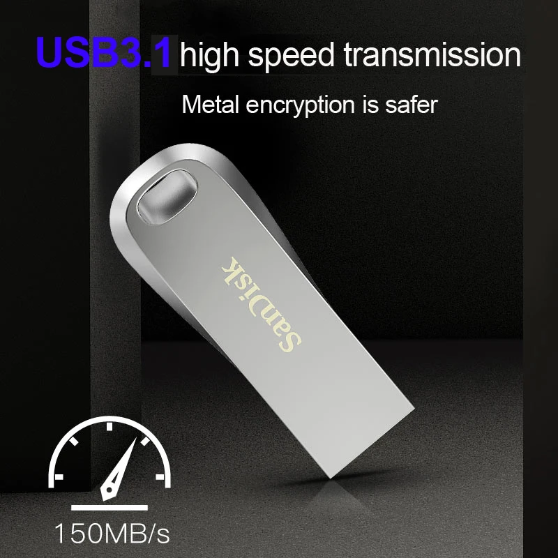 سانديسك-محرك فلاش للتشفير المعدني ، USB Gen 1 Pendrive ، قرص ذاكرة يو إس بي ، 32 جيجابايت ، 64 جيجابايت